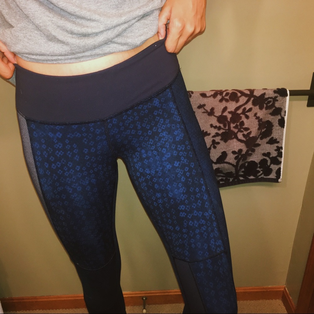 blue lululemon patchwork leggings